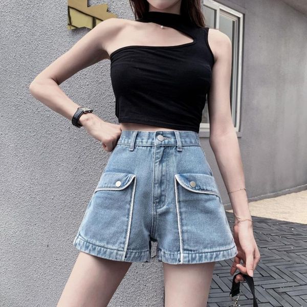 women's jeans super shorts summer loose and thin wide legs a word wild pants high waist denim style type fit, Blue
women's jeans super shorts summer loose and thin wide legs a word wild pants high waist denim style type fit, Blue