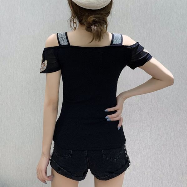 2021 summer fashion european clothes t-shirt off shoulder diamonds mesh women ropa mujer all match tees new t06625 4gmt, White
2021 summer fashion european clothes t-shirt off shoulder diamonds mesh women ropa mujer all match tees new t06625 4gmt, White