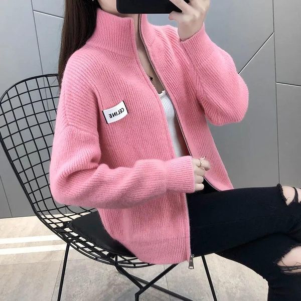 women's knits & tees spring autumn fashion zipper knite sweater jacket loose lazy style short pure color cardigan stand-up collar trend, White
women's knits & tees spring autumn fashion zipper knite sweater jacket loose lazy style short pure color cardigan stand-up collar trend, White