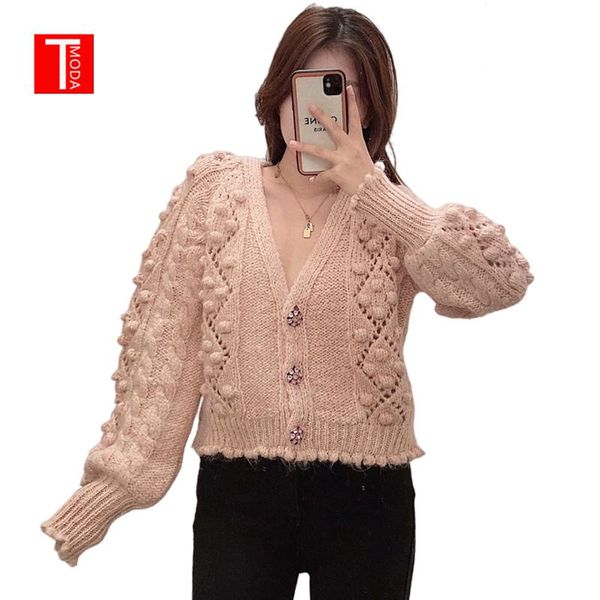 women's knits & tees tmoda871 women 2021 fashion gem buttons pompom detail knitted cardigan sweater vintage long sleeve female outerwea, White
women's knits & tees tmoda871 women 2021 fashion gem buttons pompom detail knitted cardigan sweater vintage long sleeve female outerwea, White