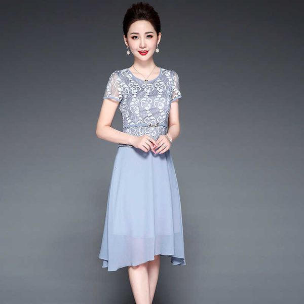 luxury evening dress middle aged 's large 2021 summer elegant temperament closed waist short sleeve lace stitching, Black;gray
luxury evening dress middle aged 's large 2021 summer elegant temperament closed waist short sleeve lace stitching, Black;gray