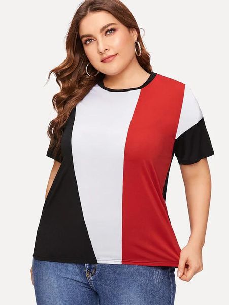 women's t-shirt vintage summer clothing casual plus size slim knitted tshirt o-neck loose patchwork t shirt for women, White
women's t-shirt vintage summer clothing casual plus size slim knitted tshirt o-neck loose patchwork t shirt for women, White