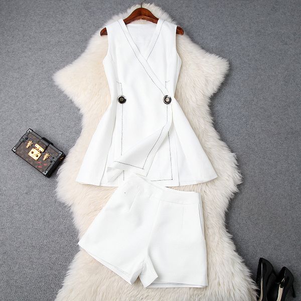 ladies office set women elegant v-neck sleeveless high waist shorts two piece outfits d3j3, White;black
ladies office set women elegant v-neck sleeveless high waist shorts two piece outfits d3j3, White;black