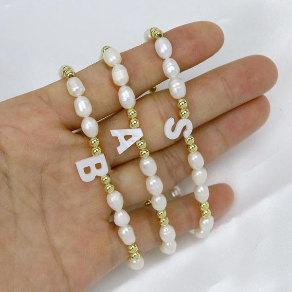 beaded, strands 5 pcs pearls strand bracelet chain white shell letter charms gold bead handmade women jewelry 90043, Black
beaded, strands 5 pcs pearls strand bracelet chain white shell letter charms gold bead handmade women jewelry 90043, Black