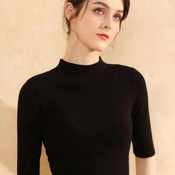 women's sweaters sweater mid-sleeve high neck spring 2021 bottoming knitted pullover five-point sleeve fashion slim, White;black
women's sweaters sweater mid-sleeve high neck spring 2021 bottoming knitted pullover five-point sleeve fashion slim, White;black