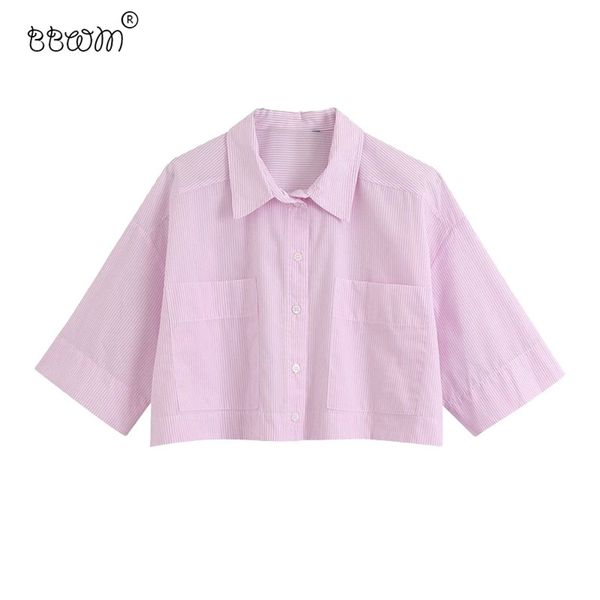 women fashion striped loose cropped blouses vintage short sleeve pockets shirts female chic oversized 210531, White
women fashion striped loose cropped blouses vintage short sleeve pockets shirts female chic oversized 210531, White
