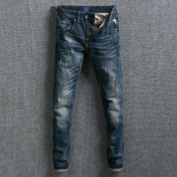 2021 new italian style fashion dark blue color slim fit ripped men classical denim pants hombre streetwear hip hop jeans ygdz
2021 new italian style fashion dark blue color slim fit ripped men classical denim pants hombre streetwear hip hop jeans ygdz