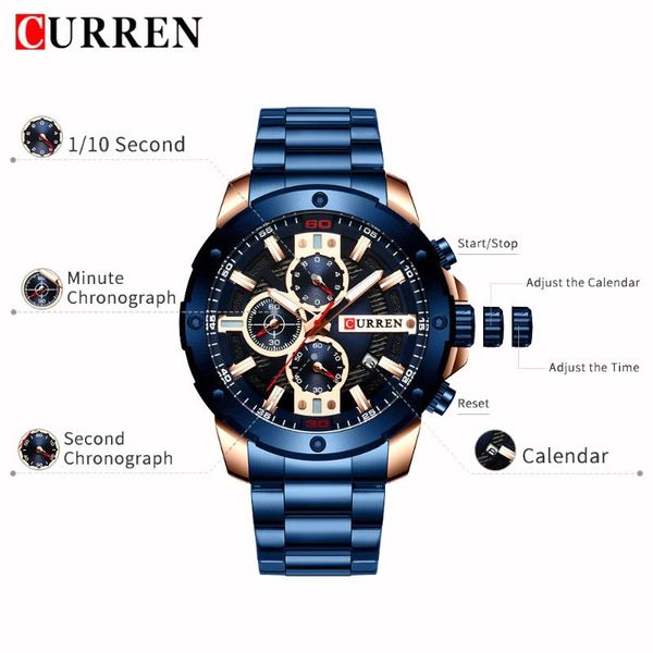 wristwatches curren blue men military wrist watch stainless steel multi-dial auto date chronograph sport quartz waterproof male clock, Slivery;brown
wristwatches curren blue men military wrist watch stainless steel multi-dial auto date chronograph sport quartz waterproof male clock, Slivery;brown
