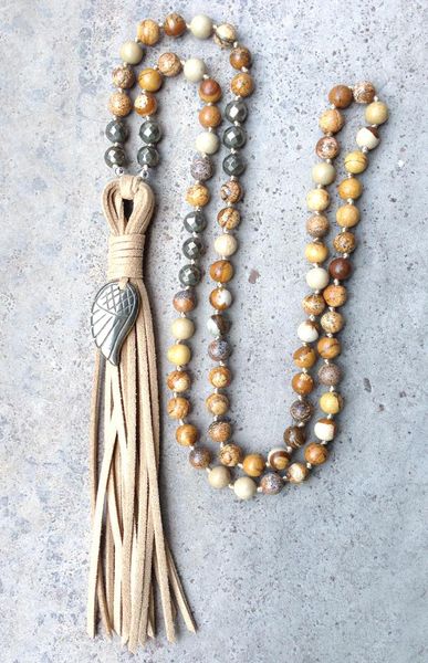 pendant necklaces ya2584 pyrite angel wing charm leather tassel picture stone beads knot handmade necklace, Silver
pendant necklaces ya2584 pyrite angel wing charm leather tassel picture stone beads knot handmade necklace, Silver