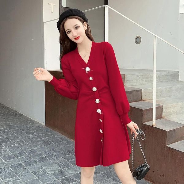 casual dresses women personality diamonds button decorate knitted party dress 2021 fall spring v neck long sleeve bottoming sweater, Black;gray
casual dresses women personality diamonds button decorate knitted party dress 2021 fall spring v neck long sleeve bottoming sweater, Black;gray