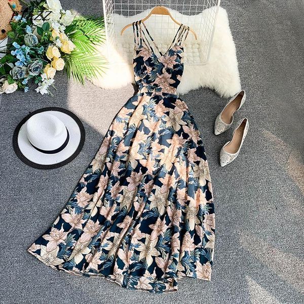 floral print summer women dress v neck backless long female elegant bohemian party vestido, Black;gray
floral print summer women dress v neck backless long female elegant bohemian party vestido, Black;gray