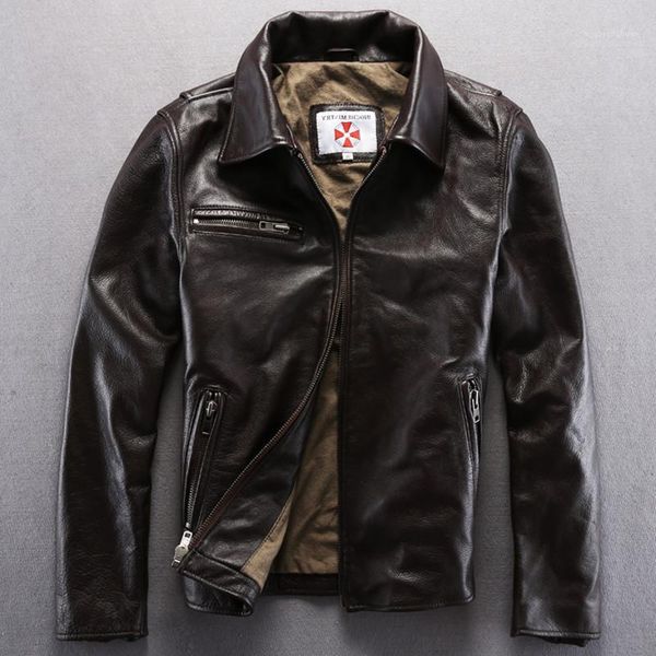 men's leather & faux dark brown genuine turn down collar real cowskin solid wind jacket male casual zipper coat men, Black
men's leather & faux dark brown genuine turn down collar real cowskin solid wind jacket male casual zipper coat men, Black