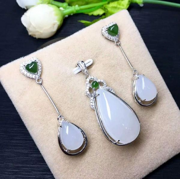 bracelet, earrings & necklace hetian baiyu silver inlay set white jade two-piece h4#, Black
bracelet, earrings & necklace hetian baiyu silver inlay set white jade two-piece h4#, Black