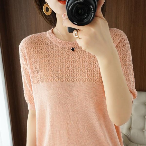 women's t-shirt 2021 cashmere knitted fashion summer round neck short sleeve worsted wool korean hollow thin base shirt, White
women's t-shirt 2021 cashmere knitted fashion summer round neck short sleeve worsted wool korean hollow thin base shirt, White