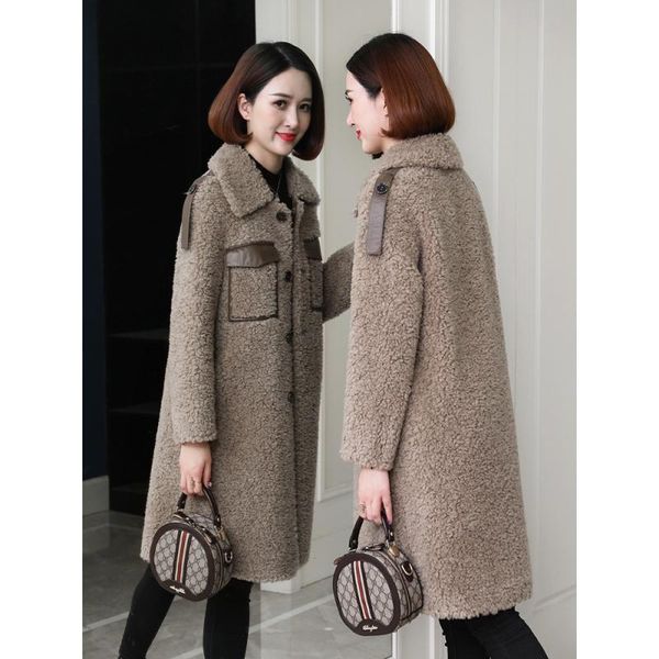 women's fur & faux ptslan 2021 genuine wool coat winter fashion female real sheep outerwear warm soft medium stylep7715, Black
women's fur & faux ptslan 2021 genuine wool coat winter fashion female real sheep outerwear warm soft medium stylep7715, Black