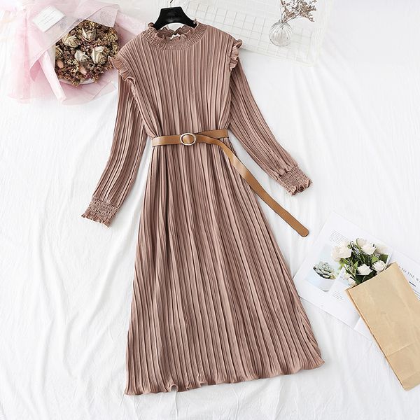 spring women dress 2021 vintage solid color pleated chiffon lotus leaf collar long sleeve loose plus size dresses vestidos, Black;gray
spring women dress 2021 vintage solid color pleated chiffon lotus leaf collar long sleeve loose plus size dresses vestidos, Black;gray