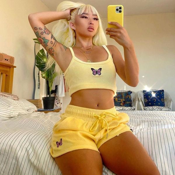 women's tracksuits yiciya butterfly inwrought women tracksuit 2 piece set plus size elastic cropped high-waist shorts lace-up casual, Gray
women's tracksuits yiciya butterfly inwrought women tracksuit 2 piece set plus size elastic cropped high-waist shorts lace-up casual, Gray