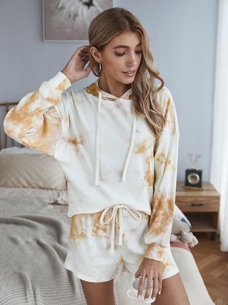 female hoodie shorts tie-dye pieces together ladies long sleeping clothes two suit parts rs29, Black
female hoodie shorts tie-dye pieces together ladies long sleeping clothes two suit parts rs29, Black