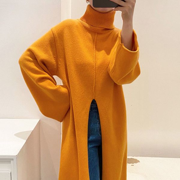 2021 new solid all match turtleneck warm loose design fork long knit sweater women 2tzp, White;black
2021 new solid all match turtleneck warm loose design fork long knit sweater women 2tzp, White;black