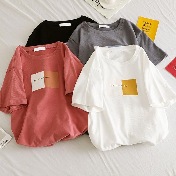 women's t-shirt in the summer of 2021, korean white female short-sleeved loose student hong kong style simple tide
women's t-shirt in the summer of 2021, korean white female short-sleeved loose student hong kong style simple tide