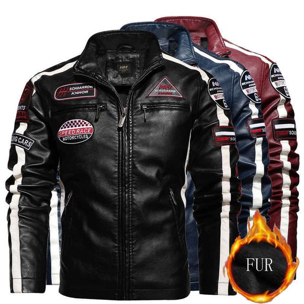 men fall/winter fleece motorcycle faux leathe jacket stitching color embroidery slim biker jacket casual men's clothing chaqueta 211009, Black
men fall/winter fleece motorcycle faux leathe jacket stitching color embroidery slim biker jacket casual men's clothing chaqueta 211009, Black