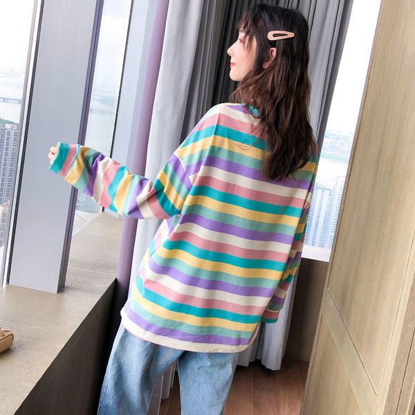 style 2021 new preppy raiow striped sleeve long female t-shirt autumn harajuku kawaii fruits embroidered t-schoolgirl shirt 5uso, White
style 2021 new preppy raiow striped sleeve long female t-shirt autumn harajuku kawaii fruits embroidered t-schoolgirl shirt 5uso, White