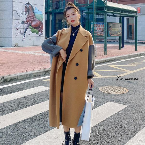 women's wool & blends 2021 -sale women cashmere coat winter fashion patchwork double breasted long loose, Black
women's wool & blends 2021 -sale women cashmere coat winter fashion patchwork double breasted long loose, Black