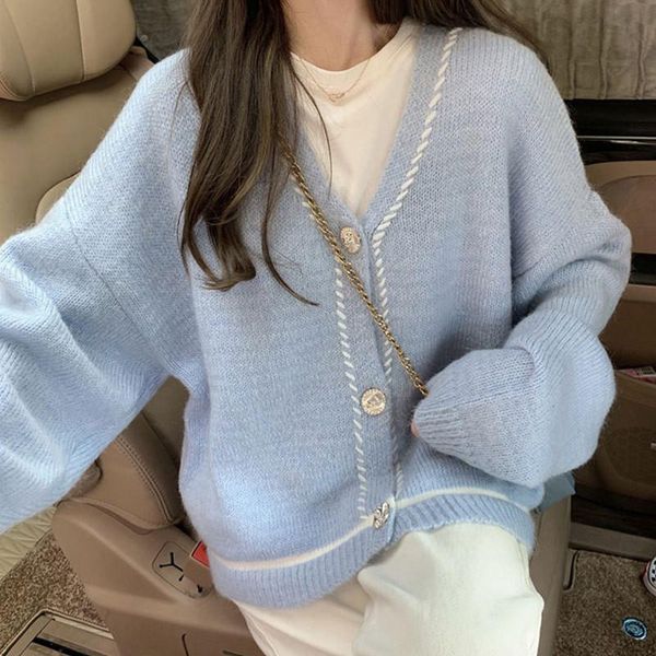 women's knits & tees casual knitted cardigan female autumn winter loose sleeve sweater o neck basic button, White
women's knits & tees casual knitted cardigan female autumn winter loose sleeve sweater o neck basic button, White