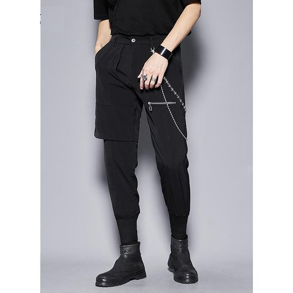 men's suits & blazers male design personality fake two-piece asymmetric zipper decoration cropped pants korean style trousers, White;black
men's suits & blazers male design personality fake two-piece asymmetric zipper decoration cropped pants korean style trousers, White;black