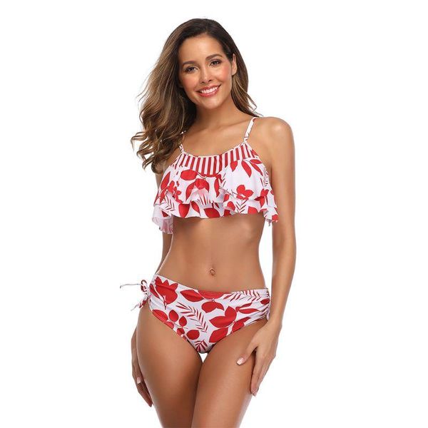 one-piece suits women tropical leaf bikini set flounce side drawstring bottoms swimsuit 
one-piece suits women tropical leaf bikini set flounce side drawstring bottoms swimsuit