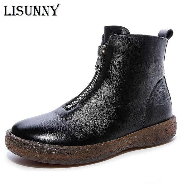 boots lisunny 2021 fashion genuine leather for women ankle round toe flat shoes zipper lady casual platform, Black
boots lisunny 2021 fashion genuine leather for women ankle round toe flat shoes zipper lady casual platform, Black