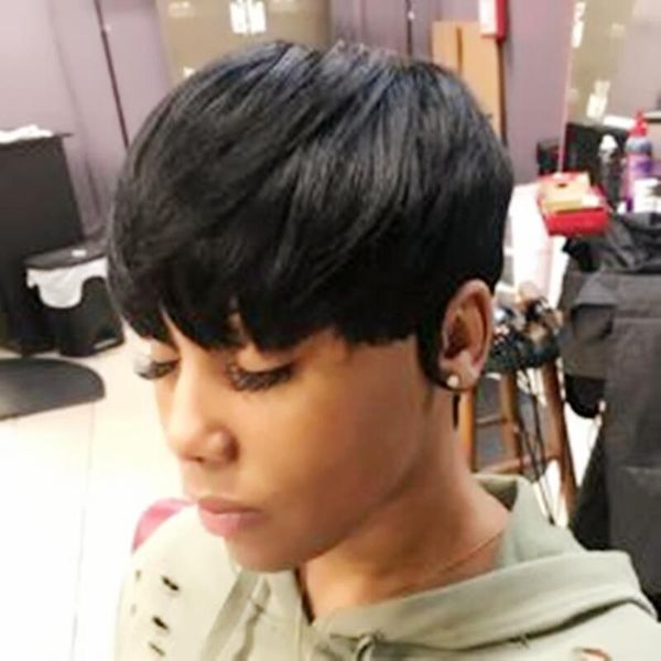 pixie cut full machine none lace front wig for women short straight black human hair wigs with bangs, Black;brown
pixie cut full machine none lace front wig for women short straight black human hair wigs with bangs, Black;brown