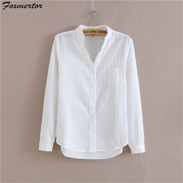 foxmertor 100% cotton shirt women blouse autumn long sleeve solid white shirts slim female casual ladies #05 210308
foxmertor 100% cotton shirt women blouse autumn long sleeve solid white shirts slim female casual ladies #05 210308