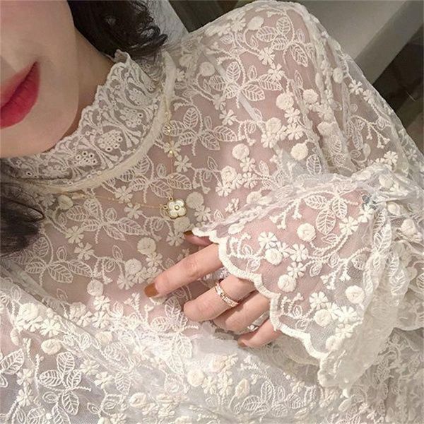 women's blouses & shirts super fairy mesh lace shirt women 2021 autumn winter style korean half high collar inner bottoming small, White
women's blouses & shirts super fairy mesh lace shirt women 2021 autumn winter style korean half high collar inner bottoming small, White