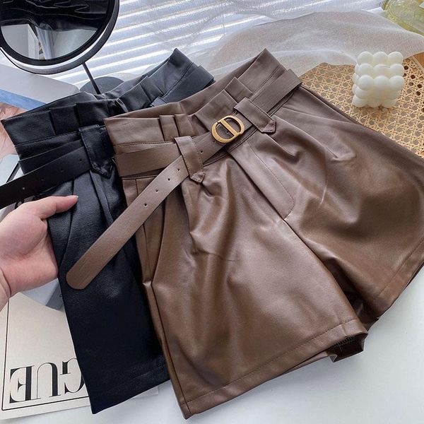 women's pants & capris 2021 women pu leather loose high waist female wide leg casual brower short, Black;white
women's pants & capris 2021 women pu leather loose high waist female wide leg casual brower short, Black;white