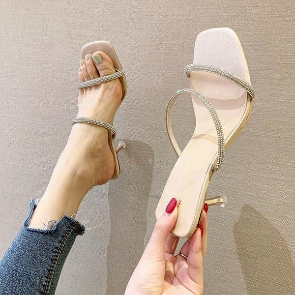 dress shoes women high heels sandals bling crystal summer slippers woman 6cm thin square toe fast, Black
dress shoes women high heels sandals bling crystal summer slippers woman 6cm thin square toe fast, Black