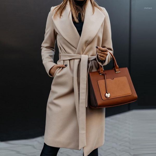 women's wool & blends women elegant turn-down collar belt woolen coat autumn winter casual slim long coats office ladies solid sleeve o, Black
women's wool & blends women elegant turn-down collar belt woolen coat autumn winter casual slim long coats office ladies solid sleeve o, Black