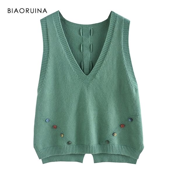 biaoruina 9 color women v-neck sleeveless knitted vest colorful buttons decoration female loose casual all-match pullovers 210204, Black;white
biaoruina 9 color women v-neck sleeveless knitted vest colorful buttons decoration female loose casual all-match pullovers 210204, Black;white