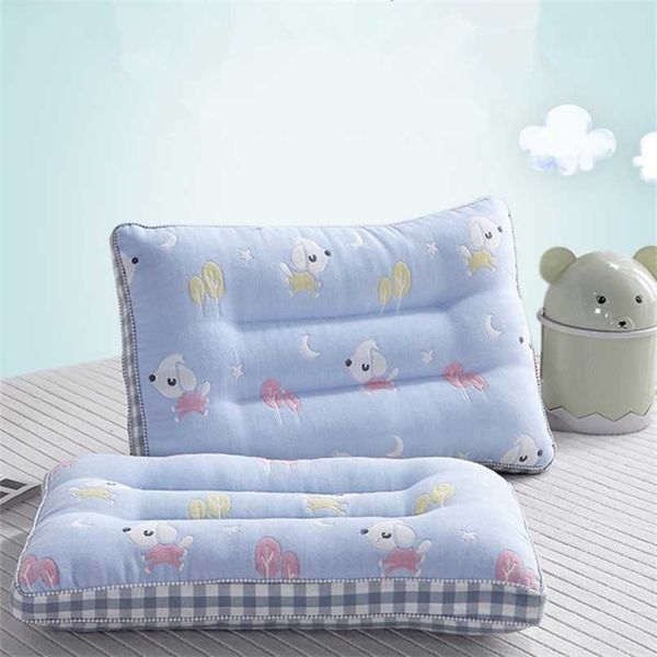 

6 layers muslin cotton kids pillow sweat absorbing sleep baby pillow soft cushion for neck support washable cotton child pillow 211025