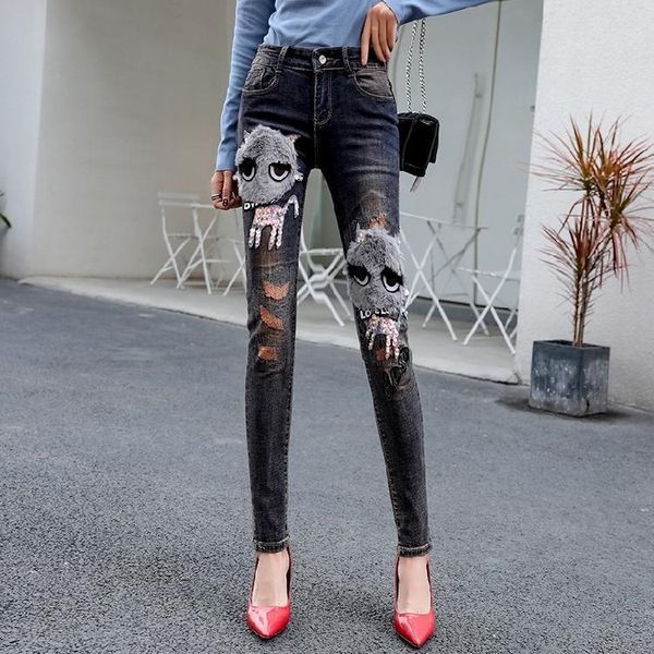 women's jeans 2021 spring autumn for women korea-style all-match patch embroidery female pencil pants high waist denim trousers slim, Blue
women's jeans 2021 spring autumn for women korea-style all-match patch embroidery female pencil pants high waist denim trousers slim, Blue
