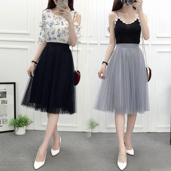 spring summer women mesh tutu tulle pleated skirt elastic high waist midi skirts jupe femme mujer faldas saias y892, Black
spring summer women mesh tutu tulle pleated skirt elastic high waist midi skirts jupe femme mujer faldas saias y892, Black