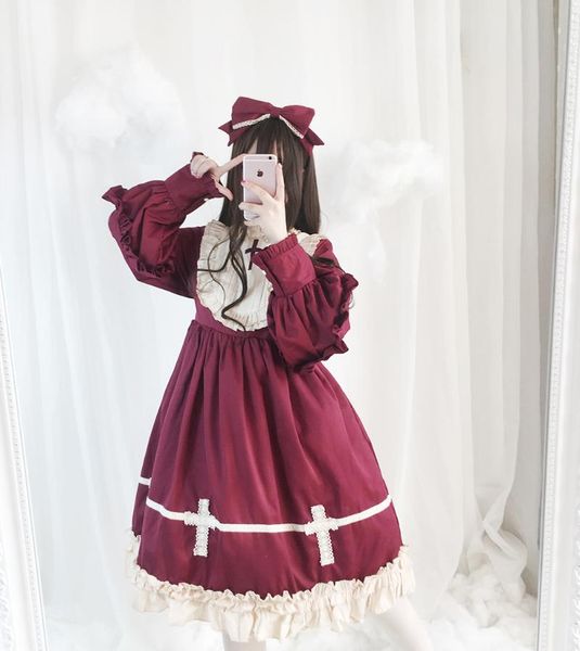 casual dresses sweetheart doll women's lolita op dress & headband long sleeve cute ruffles lace cross trim patchwork one piece, Black;gray
casual dresses sweetheart doll women's lolita op dress & headband long sleeve cute ruffles lace cross trim patchwork one piece, Black;gray