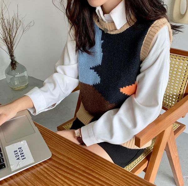 women's vests superaen vintage knitted vest spring loose pullover waistcoat geometric casual sleeveless sweater, Black;white
women's vests superaen vintage knitted vest spring loose pullover waistcoat geometric casual sleeveless sweater, Black;white