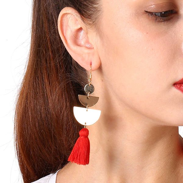 jewelry simple street geometric copper piece chinese red flow su long earrings female, Silver
jewelry simple street geometric copper piece chinese red flow su long earrings female, Silver