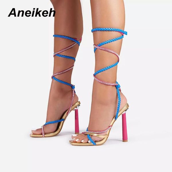 aneikeh narrow band rhinestone color matching cross-tied sandales summer peep toe high heel fashion lace-up gladiator shoes, Black
aneikeh narrow band rhinestone color matching cross-tied sandales summer peep toe high heel fashion lace-up gladiator shoes, Black