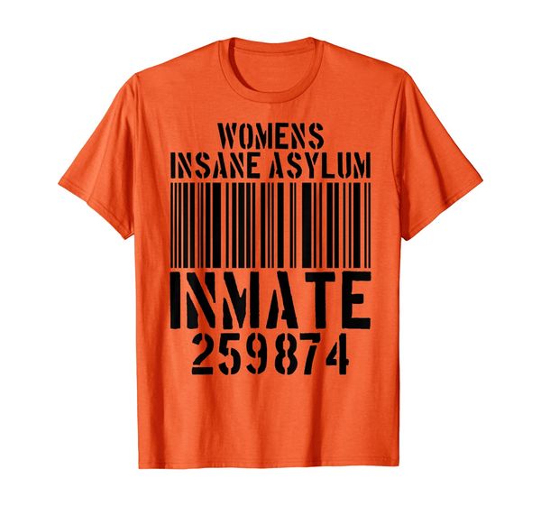 womens insane asylum inmate t-shirt, White;black
womens insane asylum inmate t-shirt, White;black