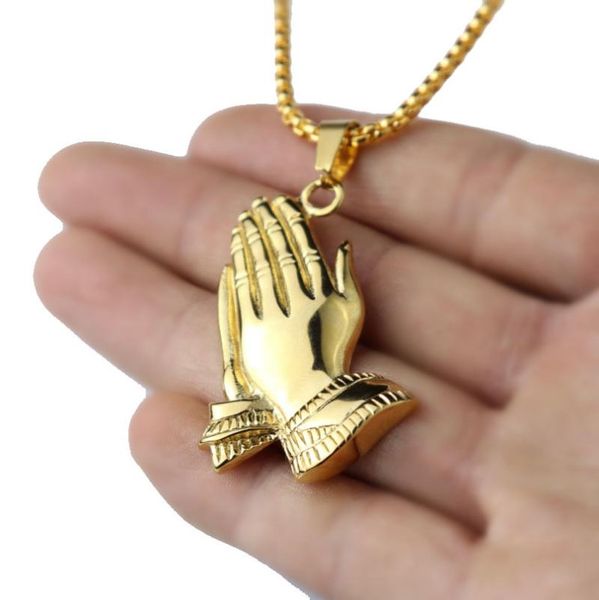 pendant necklaces men's hands folded titanium steel necklace personality european and american stainless, Silver
pendant necklaces men's hands folded titanium steel necklace personality european and american stainless, Silver