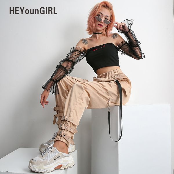 heyoungirl streetwear khaki casual cargo pants capris women elastic high waist joggers buttons fashion hip hop long trousers sh190915, Black;white
heyoungirl streetwear khaki casual cargo pants capris women elastic high waist joggers buttons fashion hip hop long trousers sh190915, Black;white