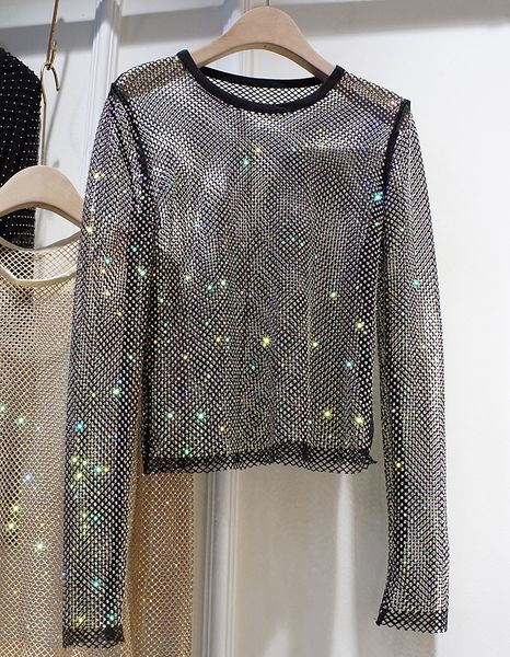 shiny beading diamonds hollow out basic shirt ladies temperament slim crystal round neck long-sleeved party club tiec, White
shiny beading diamonds hollow out basic shirt ladies temperament slim crystal round neck long-sleeved party club tiec, White