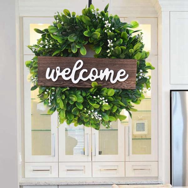 welcome sign with wreath garland door decoration wooden hanging sign wreath door garland ornament simulation leaf
welcome sign with wreath garland door decoration wooden hanging sign wreath door garland ornament simulation leaf